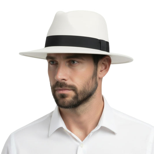Felt Fedora Hat for Men Women, Vintage 1920s Gangster Style, Dress Hat — White One Size
