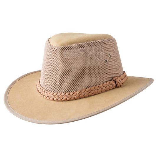 Mesh Safari Hat for Men, Aussie Hats, Outback Soaker Hats — Natural Large