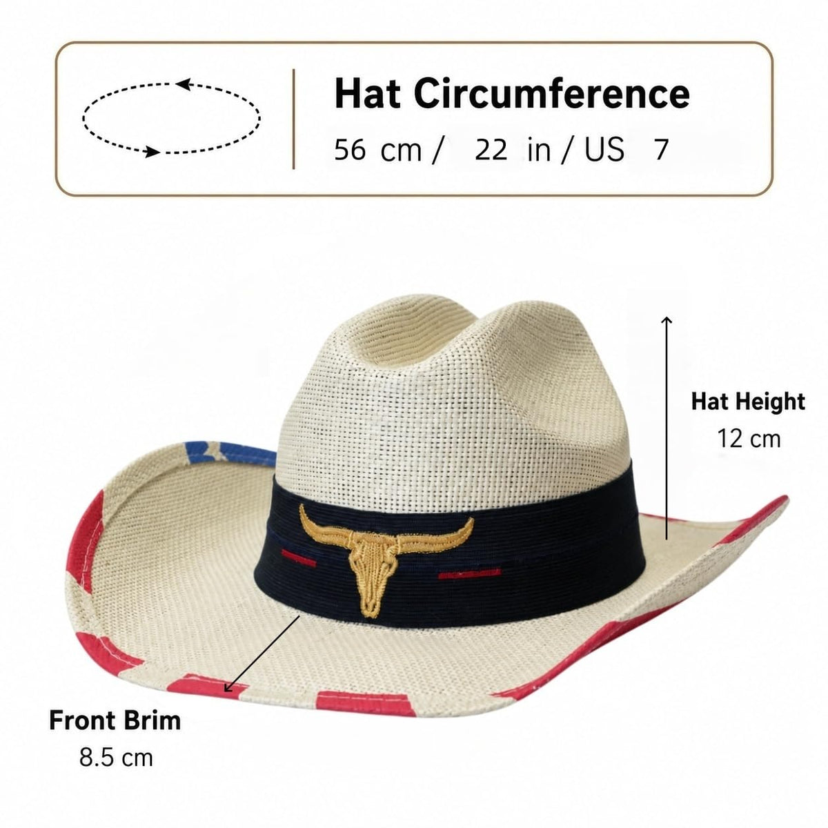 Maixora Cattleman Straw Western Cowboy Hat for Men Women, American Flag Hat