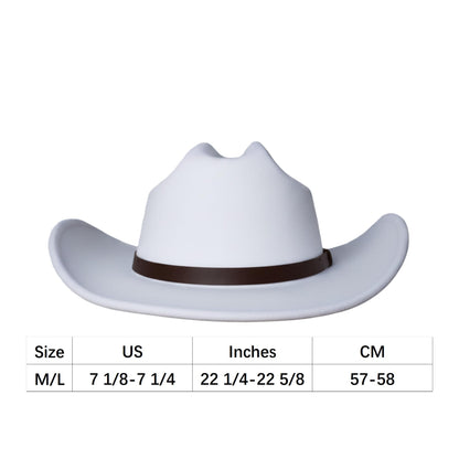 Maixora Western Cowboy Hat Men Women 3 Interchangeable Bands Wide Brim Felt Cattleman Cowboy Cowgirl Fedora Sheriff Costume