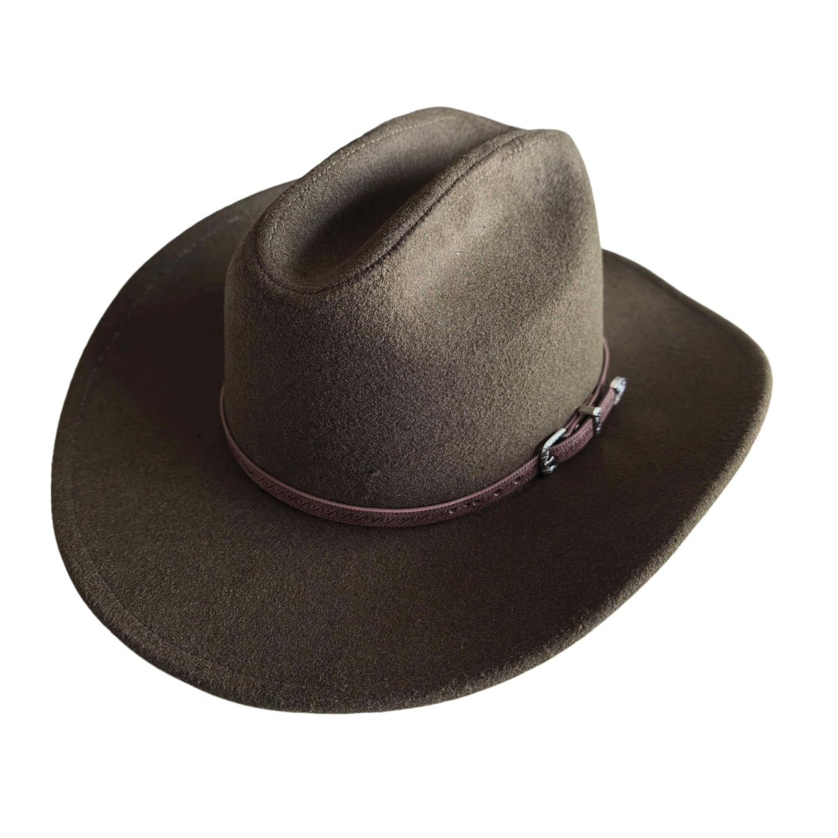 Western Cowboy Hat for Men Women,Wide Brim Cattleman, Wool Blend Felt — Green Large
