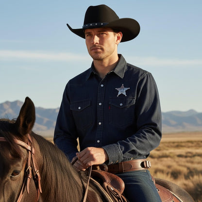 Maixora Western Cowboy Hat Men Women 3 Interchangeable Bands Wide Brim Felt Cattleman Cowboy Cowgirl Fedora Sheriff Costume