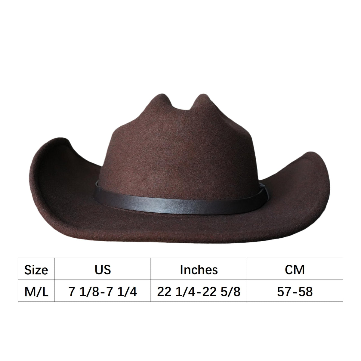 Maixora Western Cowboy Hat Men Women 3 Interchangeable Bands Wide Brim Felt Cattleman Cowboy Cowgirl Fedora Sheriff Costume