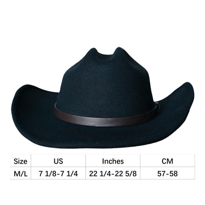 Maixora Western Cowboy Hat Men Women 3 Interchangeable Bands Wide Brim Felt Cattleman Cowboy Cowgirl Fedora Sheriff Costume
