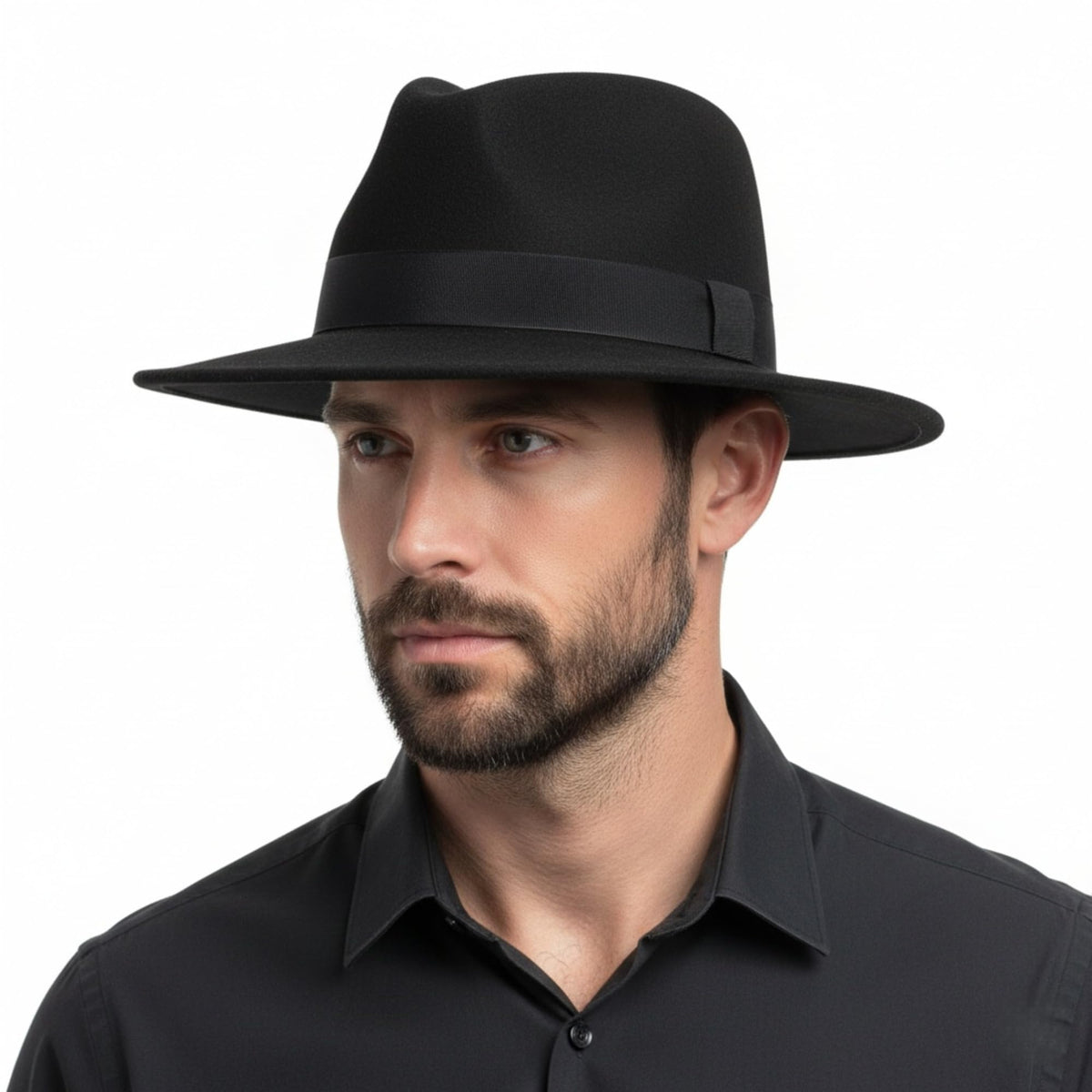 Felt Fedora Hat for Men Women, Vintage 1920s Gangster Style, Dress Hat — Black One Size