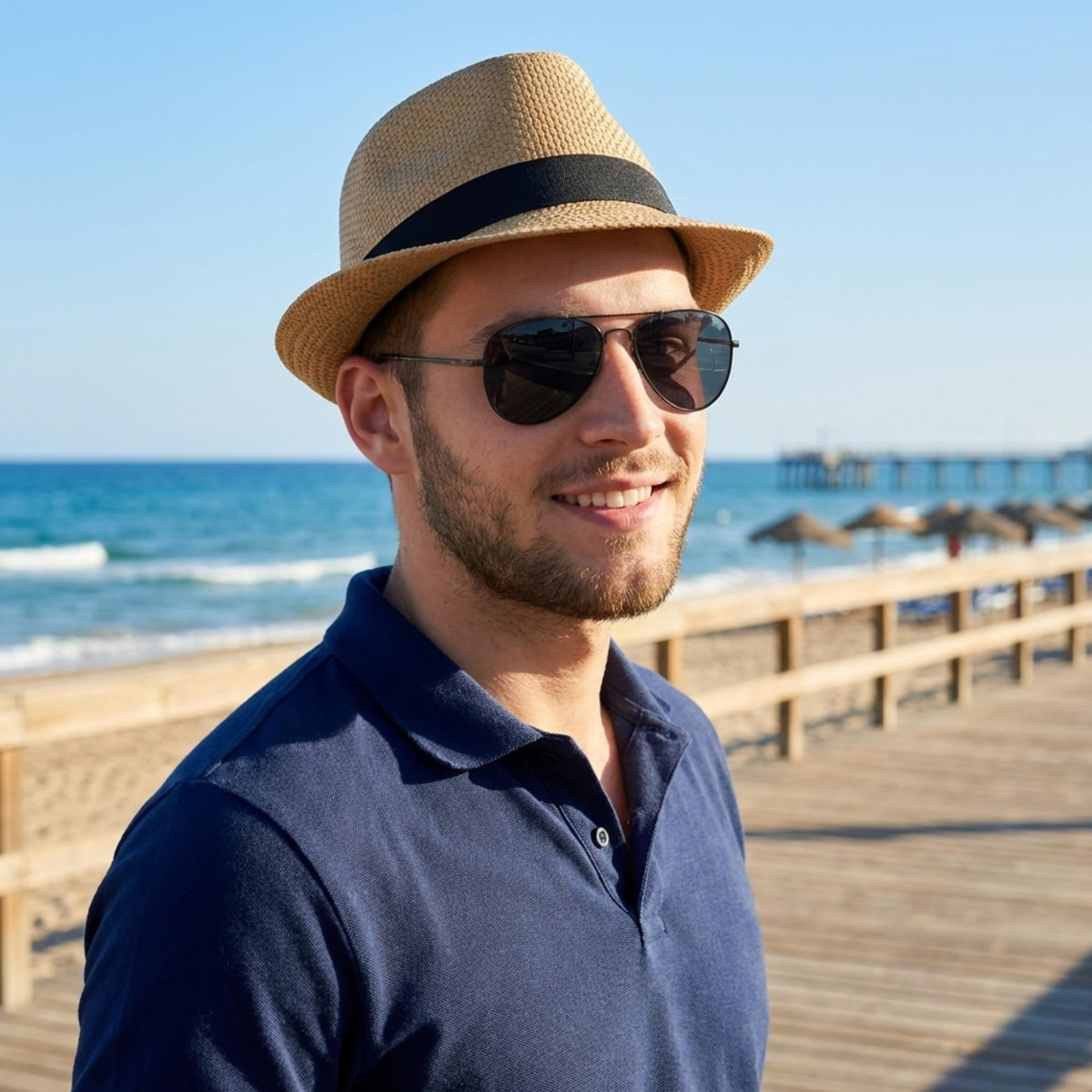 Straw Fedora Hat for Women and Men, Short Brim Trilby Hat, Cuban Style