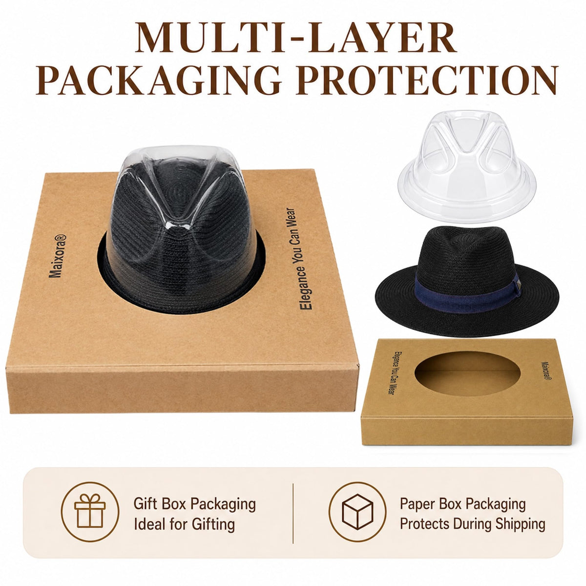 Straw Panama Hat for Men and Women, Adjustable Fedora Sun Hat for Summer