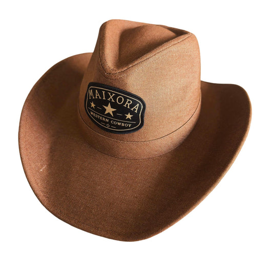 Maixora Denim Cowboy Hat for Men, Wide Brim Western Rodeo Hat — Brown 7 1/4–7 3/8