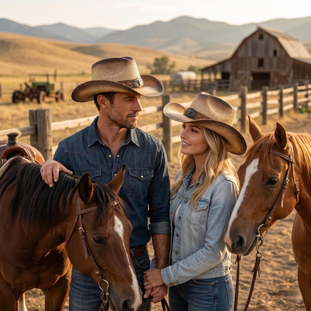 Maixora Straw Cowboy Hat for Men Women, Western Wide Brim Cowgirl Hat