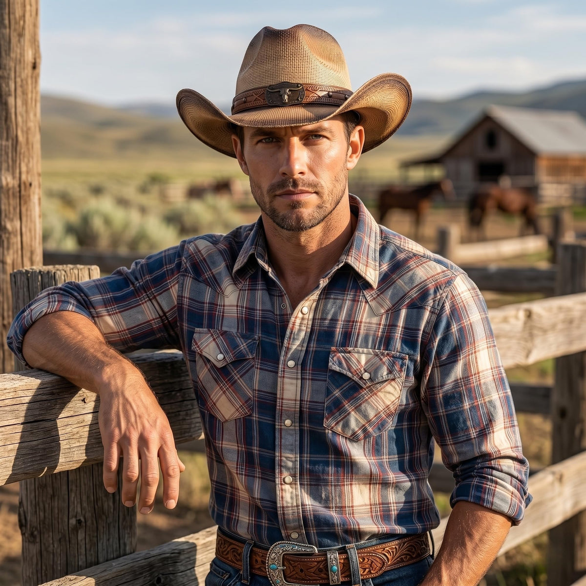 Maixora Straw Cowboy Hat for Men Women, Western Wide Brim Cowgirl Hat